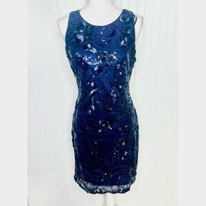 Eliza J Navy Sequin Sheath Dress